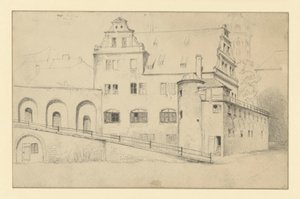 Chancellery House in Dresden Seen from the Stable Courtyard by Adolph Menzel