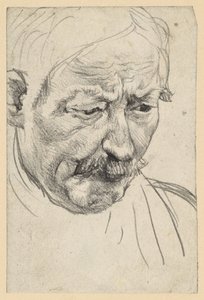 Head of an Older Man with a Moustache by Adolph Menzel