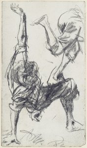 Model Study of a Somersaulting Boy from the Back with Details. Sketch for "Piazza d