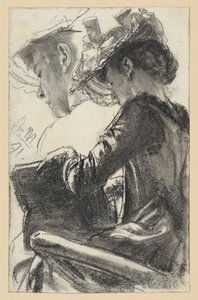 Seated Woman with Hat, a Book in Her Hands, Head Repeated