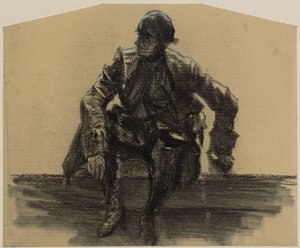 Seated Old Man Facing, Left Hand Supported by Adolph Menzel