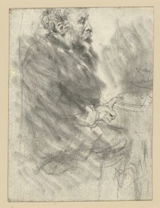 Seated Bearded Man, Facing Right, Holding the Index Finger of the Right Hand on the Tabletop