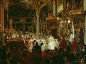 The Coronation of William I as King of Prussia at Königsberg Castle in 1861, 1861 by Adolph Menzel