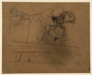 Carpenter Working with Drill and Chisel by Adolph Menzel