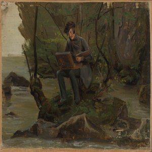 A Painter at His Paint Box by Adolph Tidemand