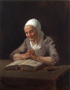 Old Woman Reading by Adolph Tidemand