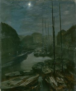 Moonlight over the Friedrichsgracht in Old Berlin