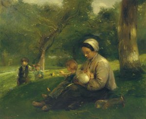 Mother and Her Children at Saint-Siméon: The Loving Mother by Adolphe Felix Cals