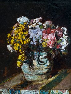 A vase of wild flowers by Adolphe Joseph Thomas Monticelli