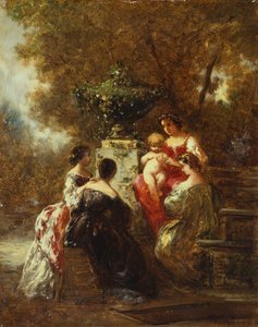 Figures in a Park by Adolphe Joseph Thomas Monticelli