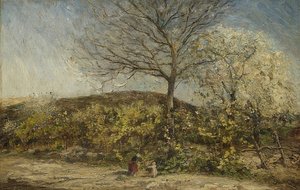 Landscape with Blooming Orchard by Adolphe Joseph Thomas Monticelli