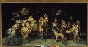 Night Feast in a Park by Adolphe Joseph Thomas Monticelli