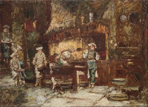 The Kitchen of the Rôtisserie des Deux Paons, c.1875-81 by Adolphe Joseph Thomas Monticelli