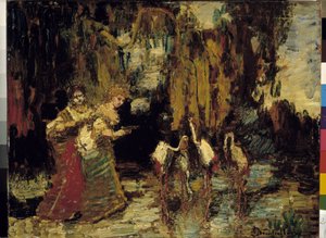 The Flamingos by Adolphe Joseph Thomas Monticelli