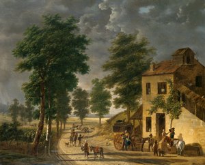 The Coeur Volant Coaching Inn at Louveciennes by Adolphe Roehn