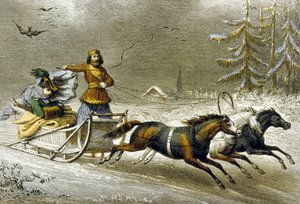 A Sled in the Snow, Russia by Adolphe Rouargue