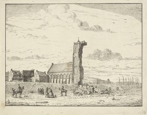 Collapsed Tower in Egmond aan Zee, 1741 by Adriaan Spinder