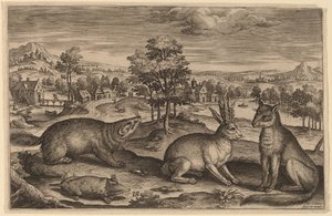 A Mole, a Badger, a Horned Hare and a Fox