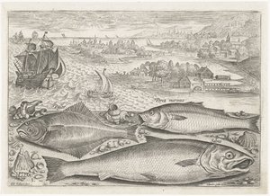 Three Fish on the Beach by Adriaen Collaert