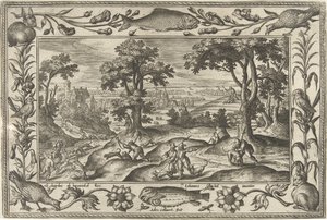 Hare Hunt (Landscapes with Biblical, Mythological Scenes and Hunting Scenes series) by Adriaen Collaert