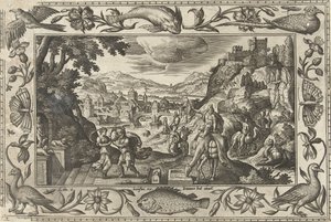 Rebecca and Eliezer at the Well by Adriaen Collaert