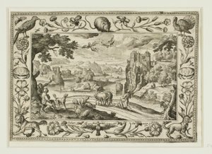 The Fall of Icarus, from Landscapes with Old and New Testament Scenes and Hunting Scenes by Adriaen Collaert