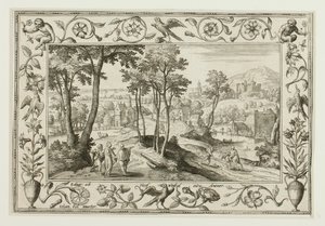 The Journey to Emmaus, from Landscapes with Old and New Testament Scenes and Hunting Scenes by Adriaen Collaert