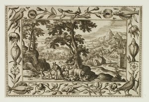 The Mocking Children Cursed by Elijah and Eaten by the She-Bear, from Landscapes with Old and New Testament Scenes and Hunting Scenes by Adriaen Collaert