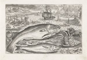 Two Fish on the Beach by Adriaen Collaert