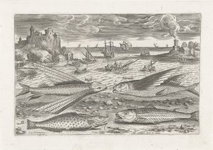 Four Fish on the Beach by Adriaen Collaert