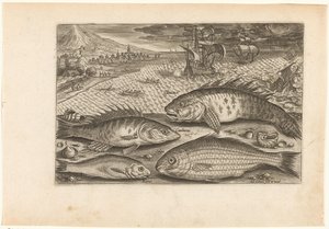 Four Fish on the Beach by Adriaen Collaert