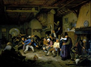 Peasants Dancing in a Tavern by Adriaen Jansz. van Ostade