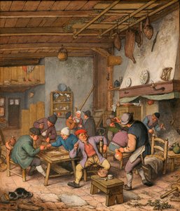 Room in an Inn with Peasants Drinking, Smoking and Playing Backgammon by Adriaen Jansz. van Ostade