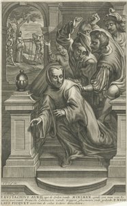 Eustachius Avril Thrown Down the Stairs by Calvinists by Adriaen Millaert