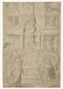 Solomon Worships an Idol by Adriaen Pietersz Crabeth