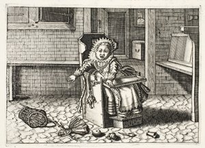 Baby crying for its toys, illustration from 