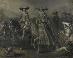 Friedrich V (1596-1632), Elector of the Palatinate, King of Bohemia, and his Wife Elizabeth Stuart (1596-1662) on Horseback by Adriaen Pietersz van de Venne
