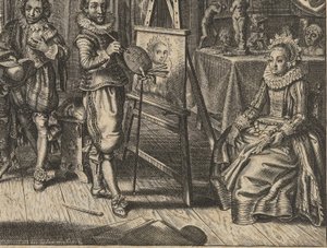 Painter and Female Model in Studio (Marriage series) by Adriaen Pietersz van de Venne