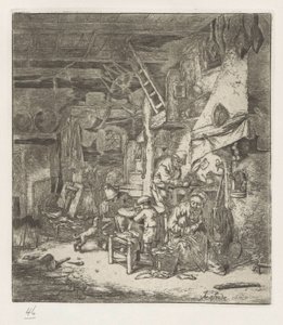 Peasant family in interior by Adriaen van Ostade