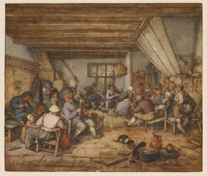 Feasting Peasants in an Inn by Adriaen van Ostade