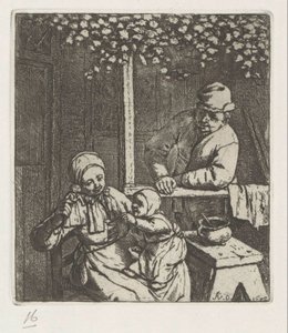Mother with Child on Lap Reaching for a Doll