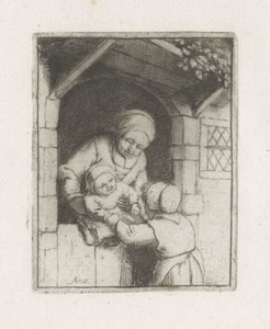 Mother with Two Children in a Doorway by Adriaen van Ostade