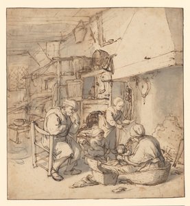 Peasant Family around the Fireplace by Adriaen van Ostade