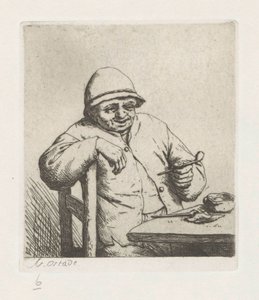 Smoking Peasant with Arm Over Chair Back