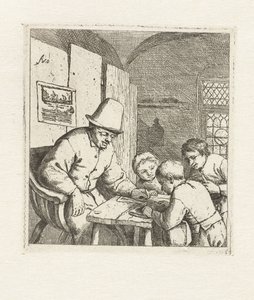 Schoolmaster with Three Students at a Table (The School) by Adriaen van Ostade