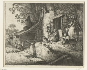 Spinning Woman in Front of a House (The Spinner) by Adriaen van Ostade