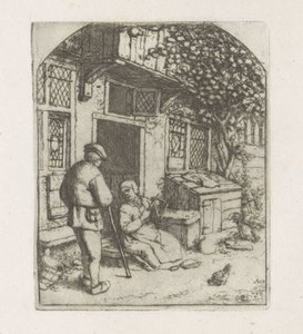 Spinster on the Threshold of a House by Adriaen van Ostade