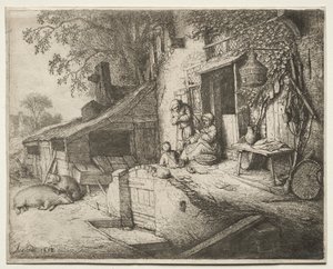 The Woman Spinning by Adriaen van Ostade