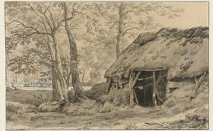 A Hut or Sheep Pen in the Woods by Adriaen van de Velde