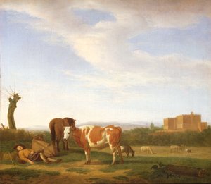 A Pastoral Landscape with a Sleeping Herdsman